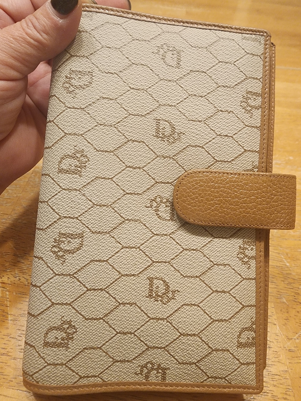 vintage Christian Dior brown honeycomb pattern planner or agenda cover